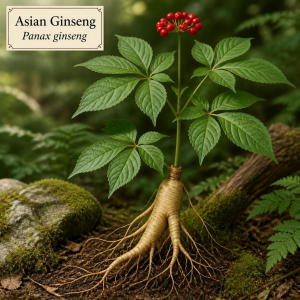 Image showing Asian ginseng Plant (Panax ginseng)