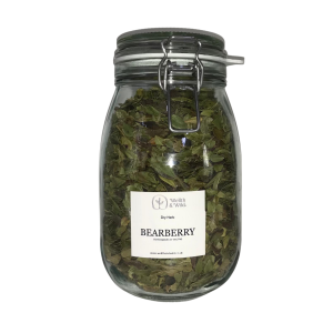 Storage jar containing Bearberry (Arctostaphylos uva-ursi) Leaf Herbal Tea