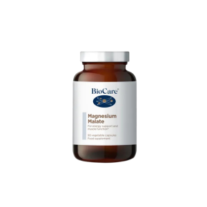 Glass bottle of Magnesium Malate capsules