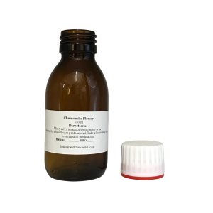 100ml Amber glass bottle containing Chamomile herbal tincture with T/E cap