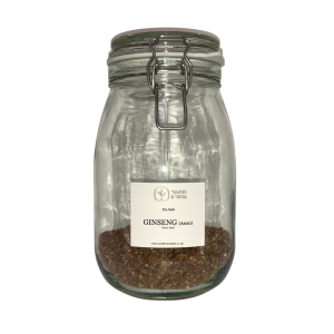 Storage jar containing Ginseng Root (Eleutherococcus senticosa)