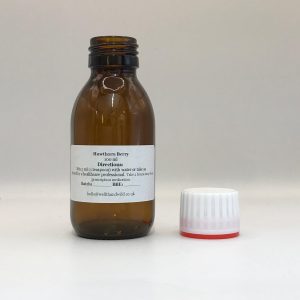 100ml Amber glass bottle containing Hawthorn Berry herbal tincture