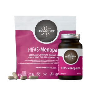 Resealable and amber bottle of Hifas da Terra Menopause