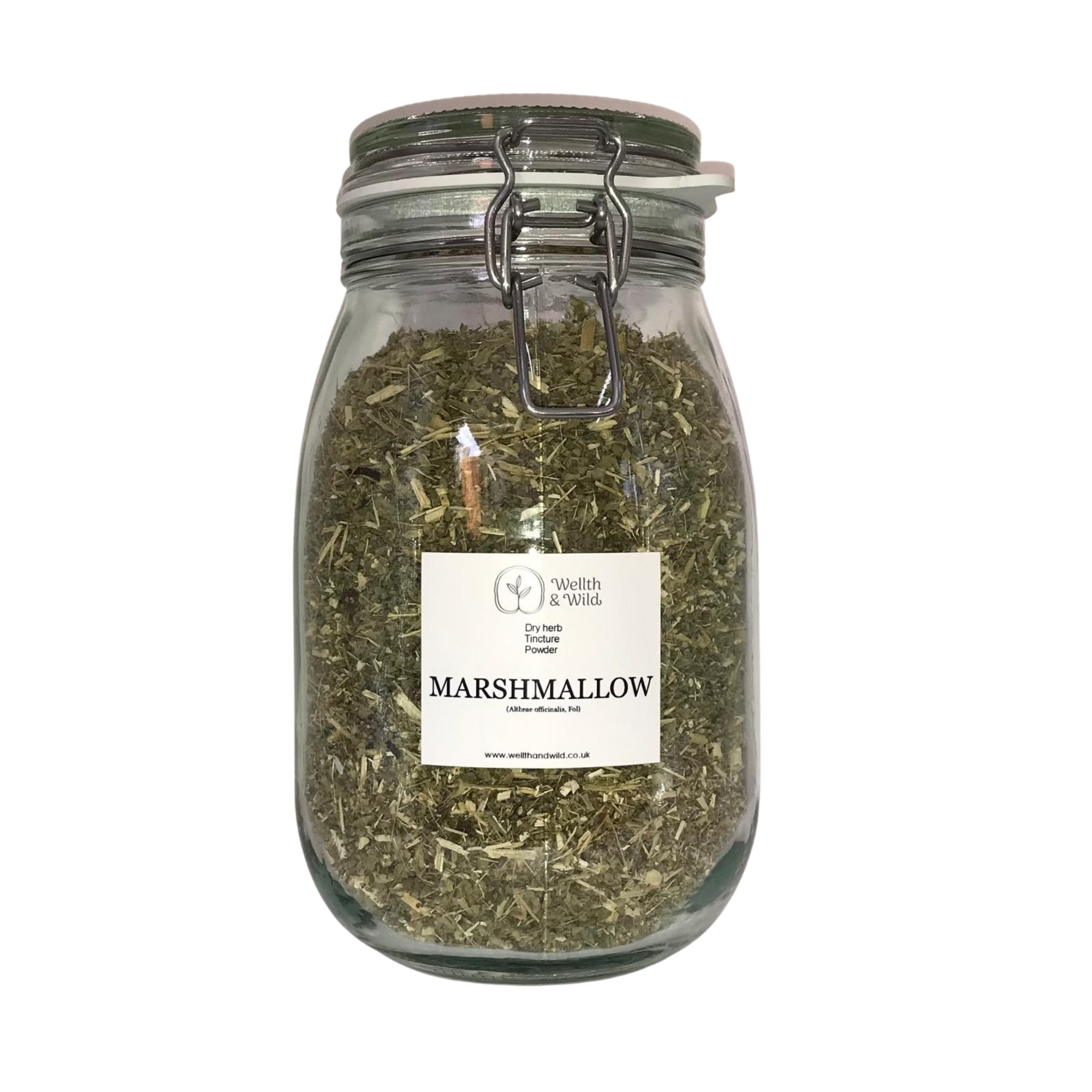 Storage jar containing Marshmallow Leaf (althaea officinalis)