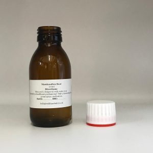 100ml Amber glass bottle containing Marshmallow Root herbal tincture