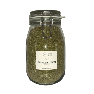 Storage jar containing Passion Flower Herb (Passiflora incarnata)