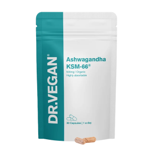 Resealable pouch of Organic Ashwagandha capsules