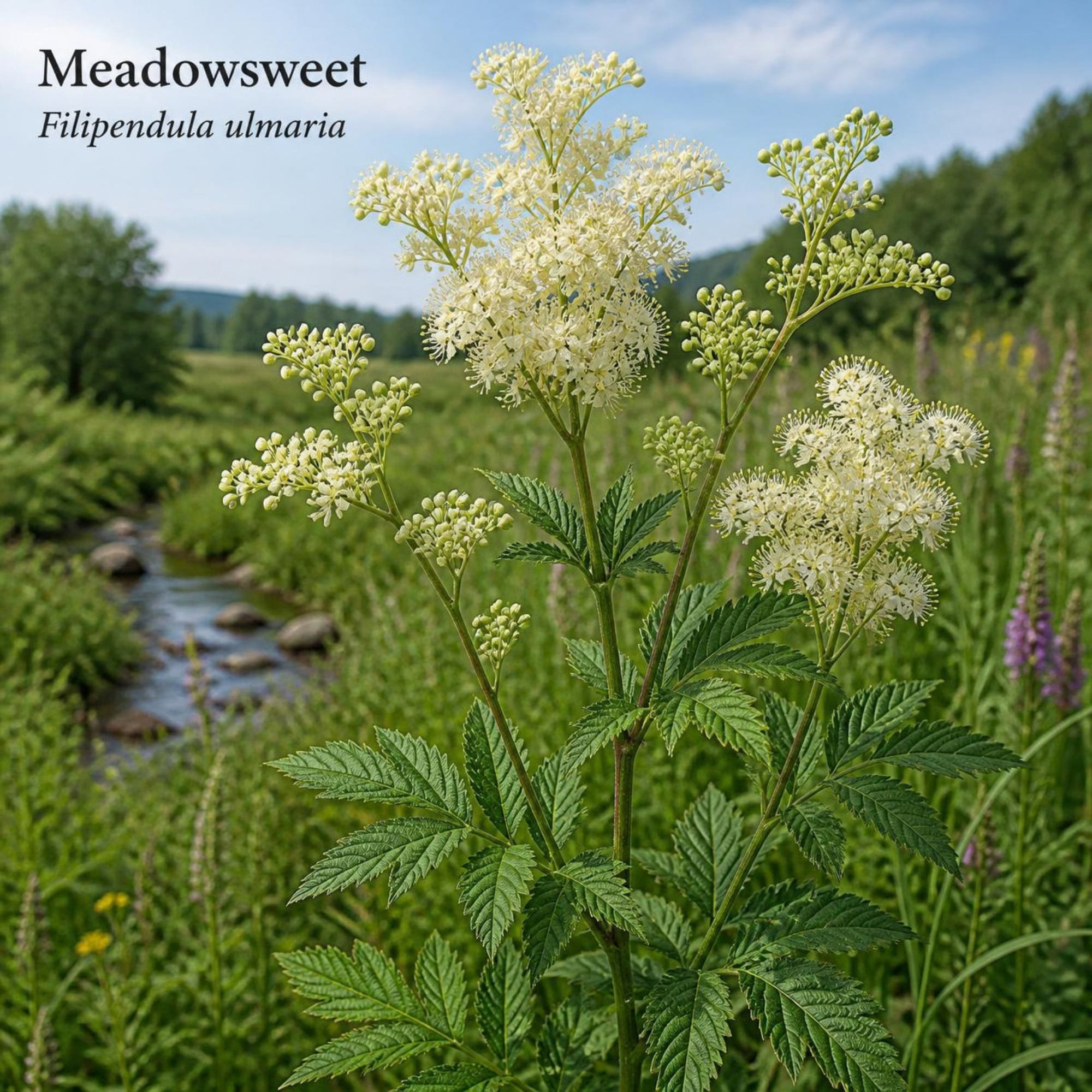 Image showing Meadowsweet (Filipendula ulmaria) plant