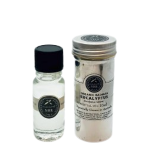 10ml bottle containing Certified Organic Eucalyptus Radiata Essential Oil